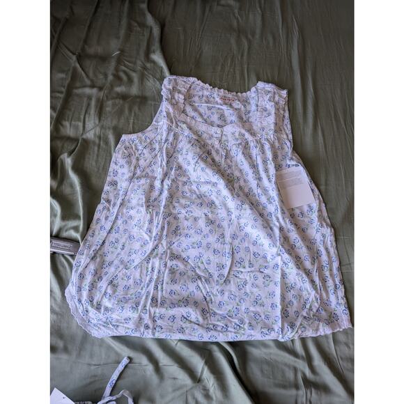 NWT Lanz of Salzburg Tulip Knit Shortie Pajama - Blue Tulips  size L - Picture 1 of 5